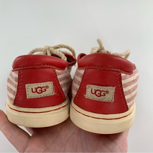 Ugg Australia womens sneakers size 6 37 red canvas striped lace up nautical - Picture 8 of 13